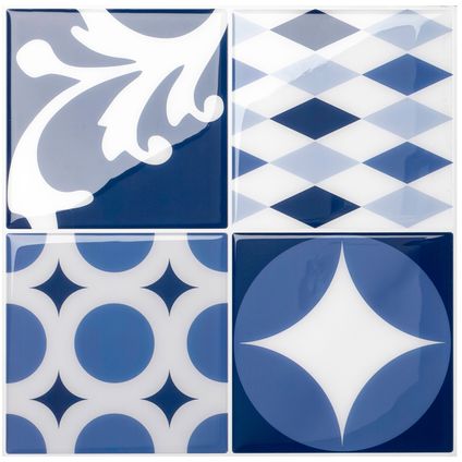 Smart Tiles 4 crédences adhésives Vintage Azur Multicolore 22.86x22.86cm