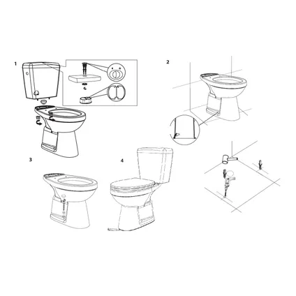 Aquavive duoblok toilet Ippari I AO aansluiting I Soft-close toiletzitting wit 8