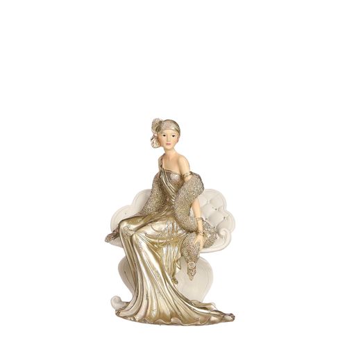 Figurine de Noël House of Seasons dame champagne 21,5cm