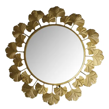 Deco & Co spiegel Lotus metaal goud 50x50cm