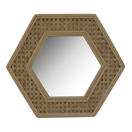 Deco & Co spiegel Rotan veelhoek riet 38x38mm