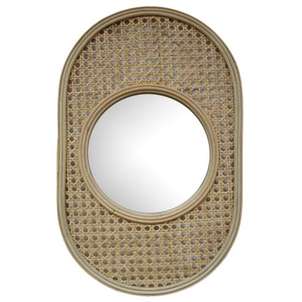 Miroir Deco & Co Canne rotin ovale 30x46mm