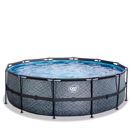 EXIT Stone opzetzwembad met filterpomp grijs Ø450x122cm