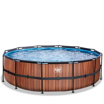 EXIT Wood opzetzwembad met filterpomp bruin Ø488x122cm