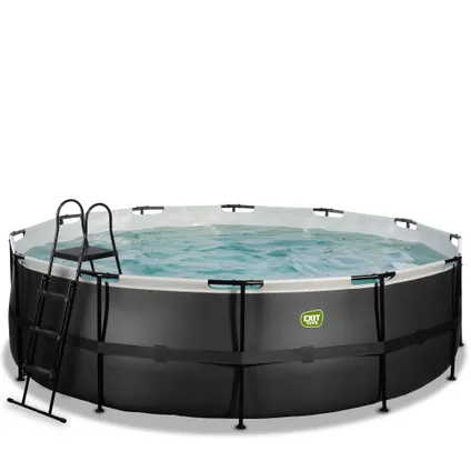 EXIT piscine hors-sol cuir noir Ø488x122 cm avec pompe filtre
