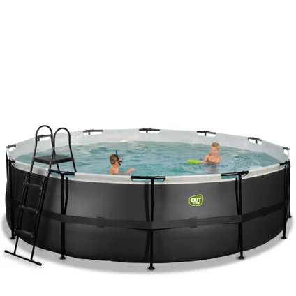 EXIT piscine hors-sol cuir noir Ø488x122 cm avec pompe filtre 3