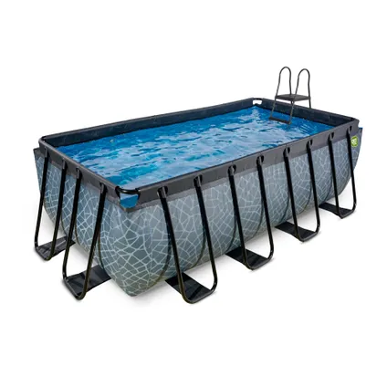 EXIT piscine hors-sol stone 400x200x122cm avec pompe filtre