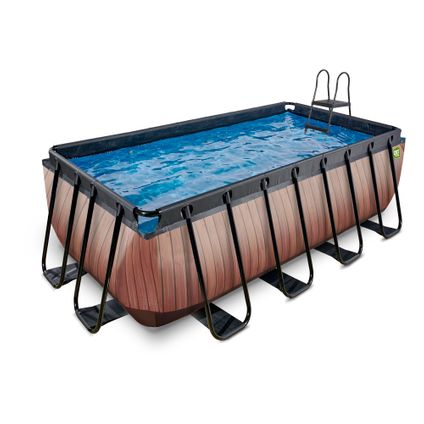 EXIT piscine hors-sol bois 400x200x122cm avec pompe filtre