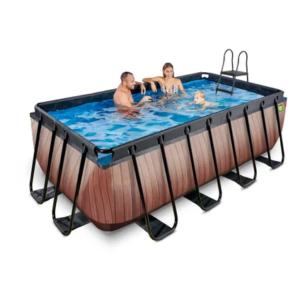 EXIT piscine hors-sol bois 400x200x122cm avec pompe filtre 3