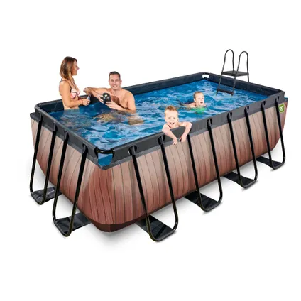 EXIT piscine hors-sol bois 400x200x122cm avec pompe filtre 4