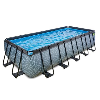 EXIT Stone opzetzwembad met filterpomp grijs 540x250x122cm