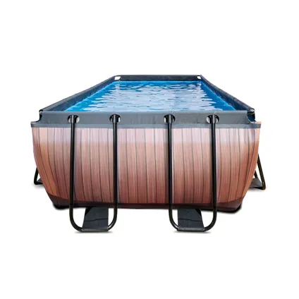 EXIT opzetzwembad PVC met houtimitatie 540x250x122cm + zandfilterpomp en trap 7