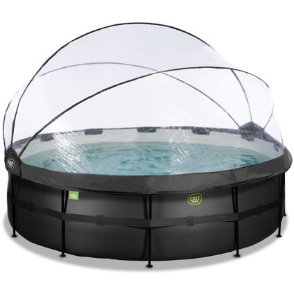 EXIT piscine hors-sol cuir noir Ø488x122cm avec toit