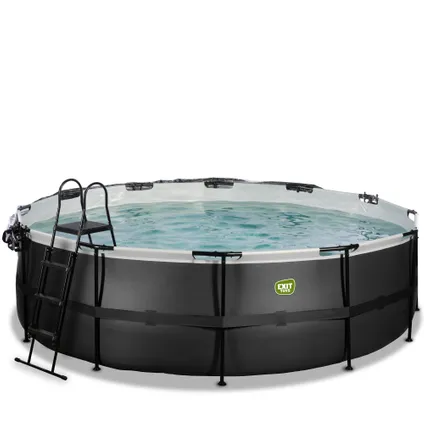 EXIT piscine hors-sol cuir noir Ø488x122cm avec toit 4