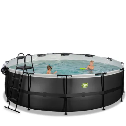 EXIT piscine hors-sol cuir noir Ø488x122cm avec toit 9
