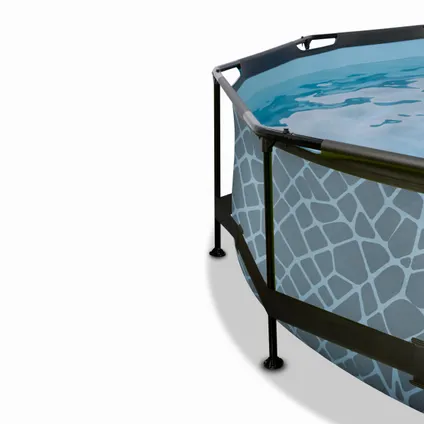 EXIT Stone opzetzwembad met overkapping en filterpomp grijs Ø244x76cm 4