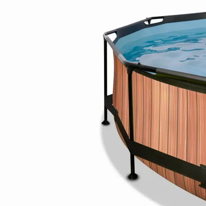 EXIT Wood opzetzwembad met overkapping en filterpomp bruin Ø244x76cm 4