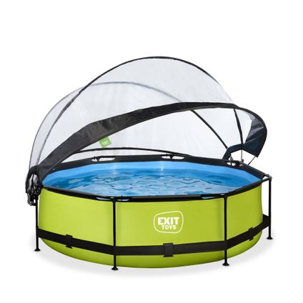 EXIT Lime opzetzwembad met overkapping en filterpomp groen Ø300x76cm