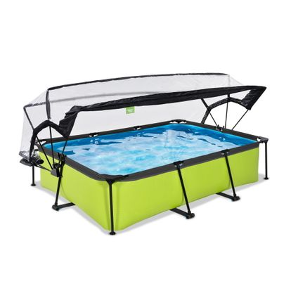 EXIT Lime opzetzwembad met overkapping en filterpomp groen 300x200x65cm