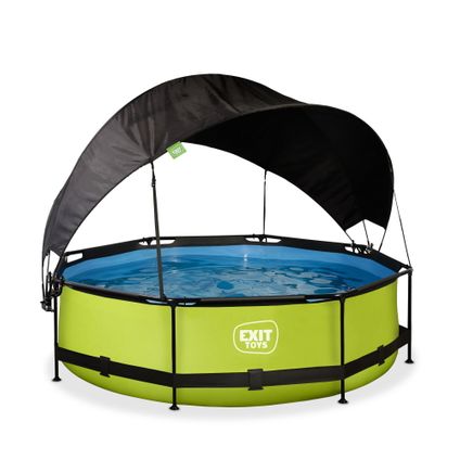 EXIT Lime opzetzwembad met schaduwdoek en filterpomp groen Ø300x76cm