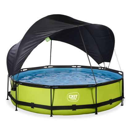 EXIT Lime opzetzwembad met schaduwdoek en filterpomp groen Ø360x76cm