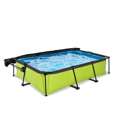 EXIT Lime opzetzwembad met schaduwdoek en filterpomp groen 300x200x65cm