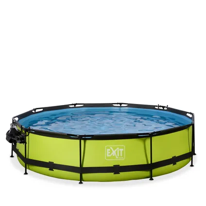 EXIT Lime opzetzwembad met overkapping, schaduwdoek en filterpomp groen Ø360x76cm  4
