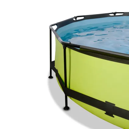 EXIT Lime opzetzwembad met overkapping, schaduwdoek en filterpomp groen Ø360x76cm  5