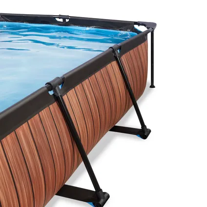EXIT Wood opzetzwembad met overkapping, schaduwdoek en filterpomp bruin 220x150x65cm 7