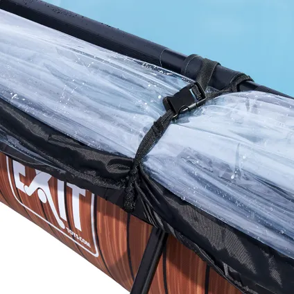 EXIT Wood opzetzwembad met overkapping, schaduwdoek en filterpomp bruin 220x150x65cm 8