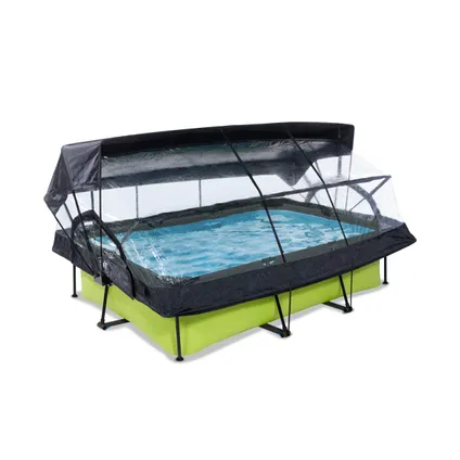EXIT Lime opzetzwembad met overkapping, schaduwdoek en filterpomp groen 220x150x65cm