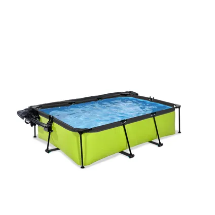EXIT Lime opzetzwembad met overkapping, schaduwdoek en filterpomp groen 220x150x65cm 4
