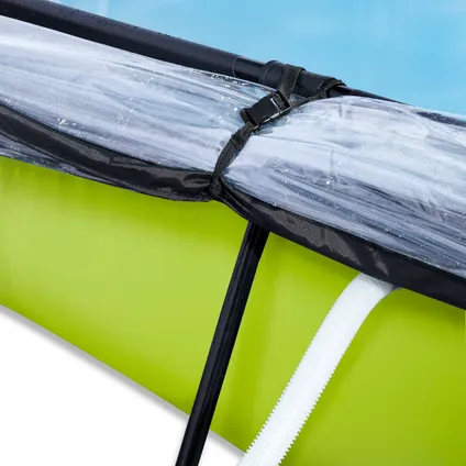 EXIT Lime opzetzwembad met overkapping, schaduwdoek en filterpomp groen 220x150x65cm 8