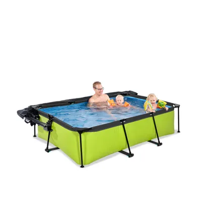 EXIT Lime opzetzwembad met overkapping, schaduwdoek en filterpomp groen 220x150x65cm 10