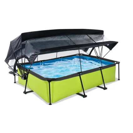 EXIT Lime opzetzwembad met overkapping, schaduwdoek en filterpomp groen 300x200x65cm  2
