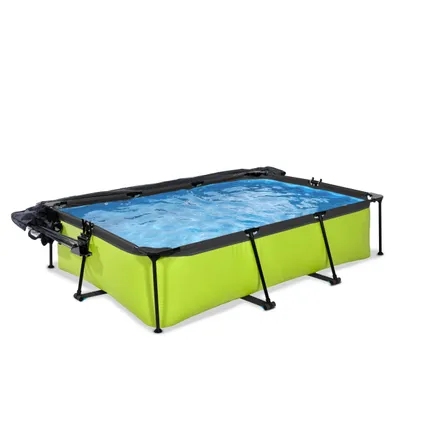 EXIT Lime opzetzwembad met overkapping, schaduwdoek en filterpomp groen 300x200x65cm  4