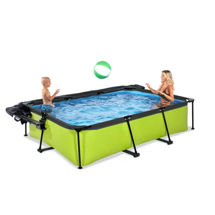 EXIT Lime opzetzwembad met overkapping, schaduwdoek en filterpomp groen 300x200x65cm  10