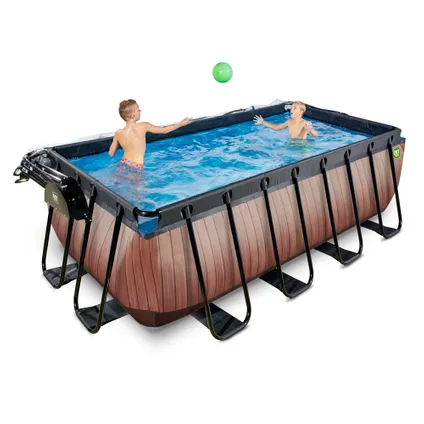 EXIT piscine hors sol bois design 400x200x122cm avec couverture 3