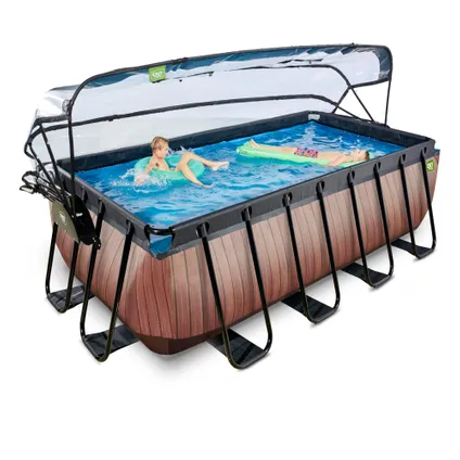 EXIT piscine hors sol bois design 400x200x122cm avec couverture 4
