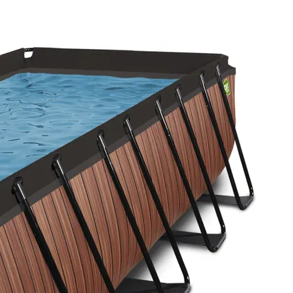 EXIT opzetzwembad PVC met houtimitatie 400x200x122cm met overkapping 9