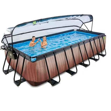 EXIT opzetzwembad wood 540x250x122cm met overkapping 5