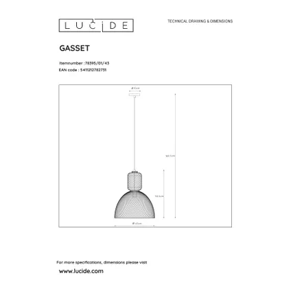 Suspension Lucide Gasset marron E27 6