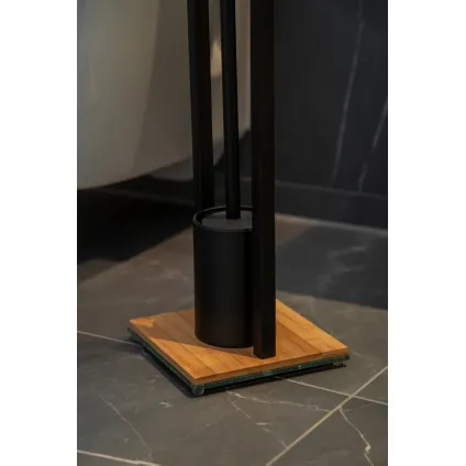 Wenko wc-boy Bambusa mat zwart gelakt staal / bamboe 18x72,5x18cm 2