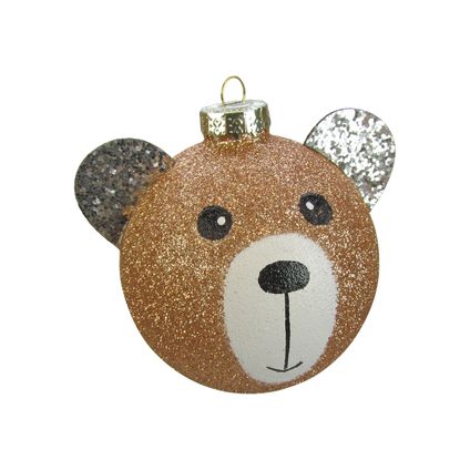Boule de Noël ours en peluche verre bronze 8cm