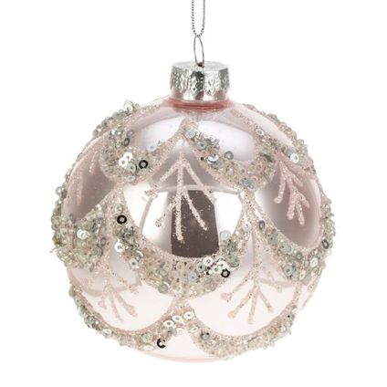 Boule de Noël  décoration de Noël verre rose 8cm