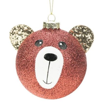 Boule de Noël ours en peluche verre rouge 8cm