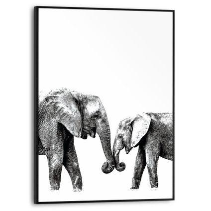 Schilderij Olifanten zwart-wit 30x40cm