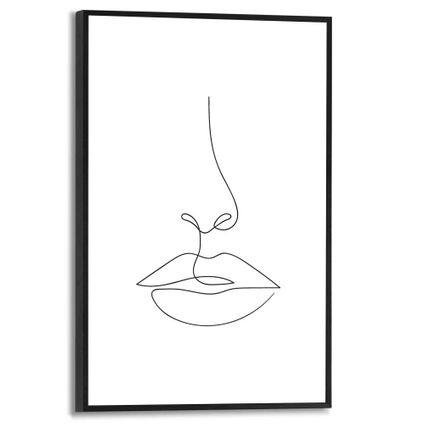 Decoratief paneel Illustratie mond en neus zwart-wit 20x30cm MDF