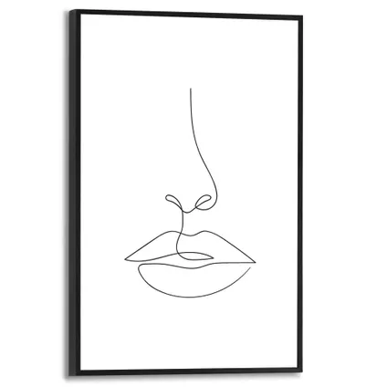 Panneau décoratif Illustration trait bouche et nez noir et blanc 20x30cm MDF