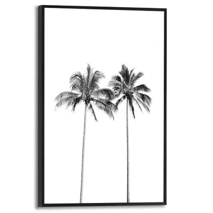 Decoratief paneel Strand palmboom illustratie zwart-wit 20x30cm MDF